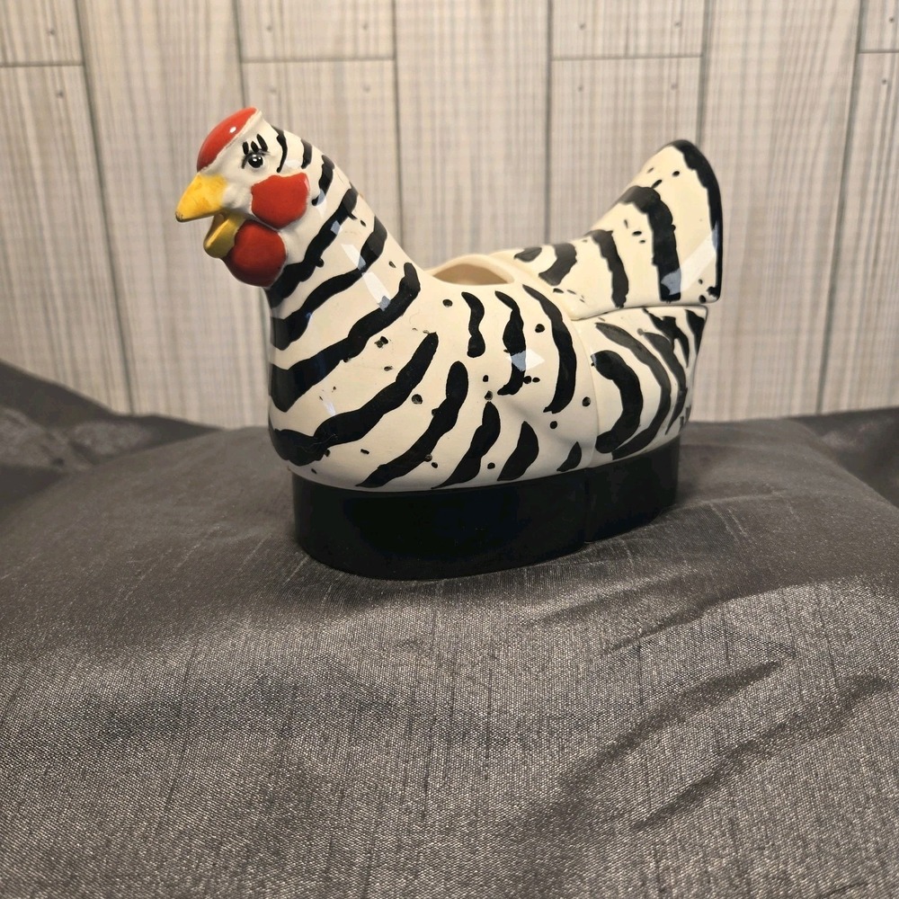 Vintag Department 56 French Hen Black And White Collection Cream and Sugar Bowl